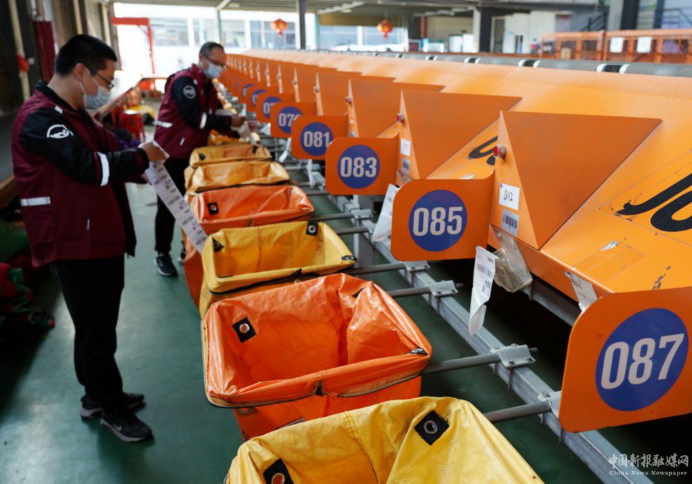 11月10日，圓通速遞浙江省樂清市分揀中心工作人員在忙碌。新華社發(fā)（蔡寬元 攝）