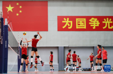 新一屆中國女排在京舉行公開訓練課