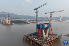 浙江：甬舟鐵路富翅門公鐵兩用大橋建設正酣